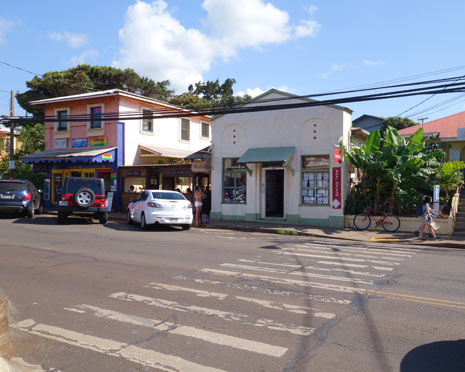 Quaint Paia downtown shops on Maui